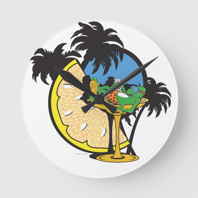 Horloge Ronde Gecko de vacances tropicales (Recto)