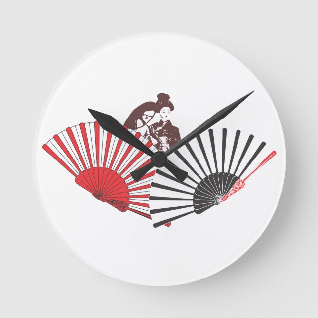 Horloge Ronde Geisha et les fans (Recto)