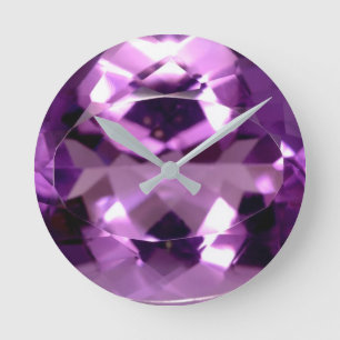 Horloge Ronde Gemme d'Améthyst à la violette brillante Févrie