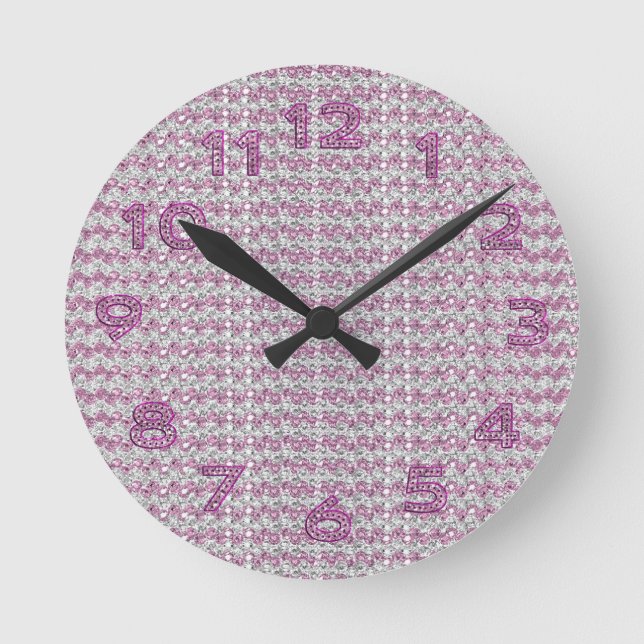 Horloge Ronde Gemmes Vernies Diamantes D'Argent Rose (Recto)