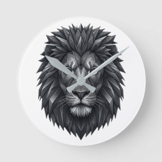 Horloge Ronde Geometric Lion King - Metallic Mandala Line Art
