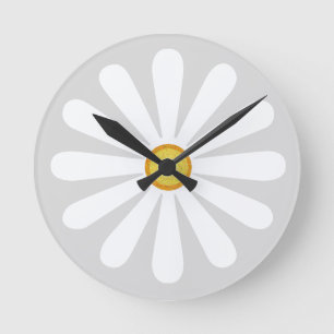 Horloge Ronde Geometric white and yellow daisy flower petals