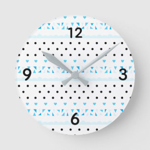 Horloge Ronde Géométrie bleue