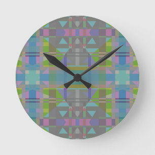 Horloge Ronde Géométrique vert bleu pourpre