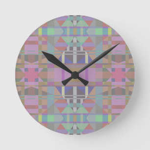 Horloge Ronde Géométrique vert violet rose