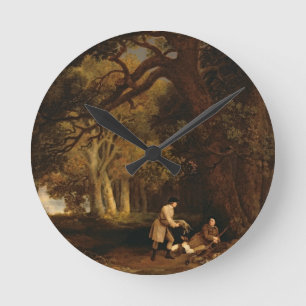 Horloge Ronde George Stubbs   un repos après tir (huile sur le
