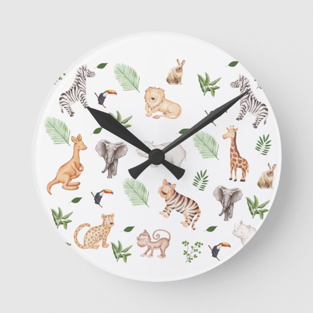 Horloge Ronde gibier Animal With Jungle Tree (Recto)