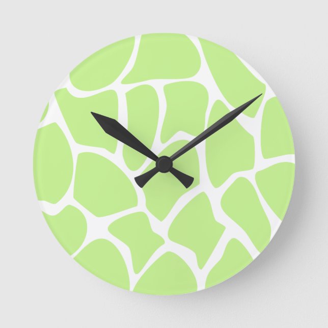 Horloge Ronde Girafe Print Pattern à Light Lime Green. (Recto)