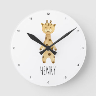Horloge Ronde Giraffe monogramme. mignon moderne