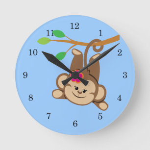 Horloge Ronde Girl Swinging Monkey