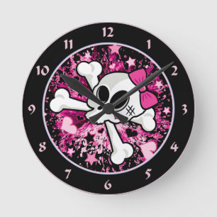 Horloge Ronde Girlie Skull