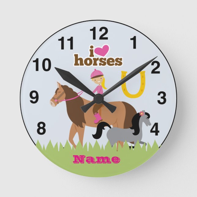 Horloge Ronde Girls Love Horses (Recto)
