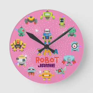 Horloge Ronde Girls Love Robots