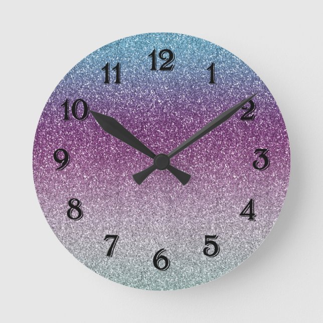 Horloge Ronde Girly Aqua Purple ombre (Recto)