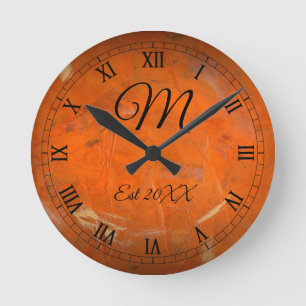 Horloge Ronde Glaçure personnalisable de monogramme de naissance