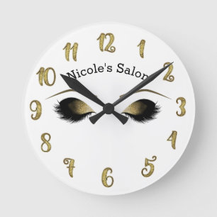 Horloge Ronde Glam Gold Maquillage Yeux et cils Personnalisés