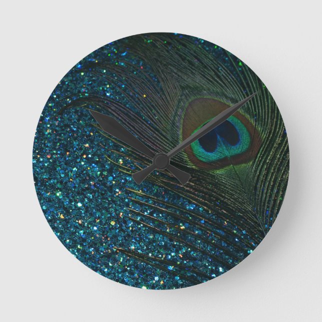Horloge Ronde Glitter Aqua Peacock (Recto)