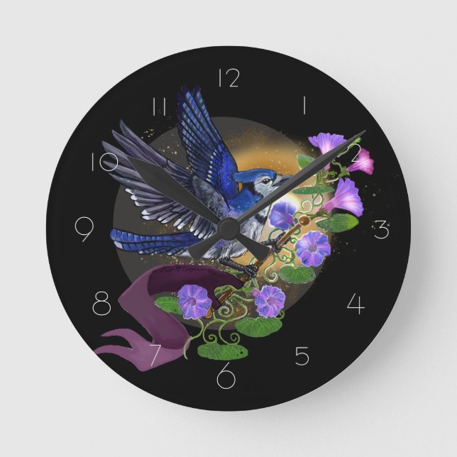 Horloge Ronde Gloire du matin Bluejay (Recto)