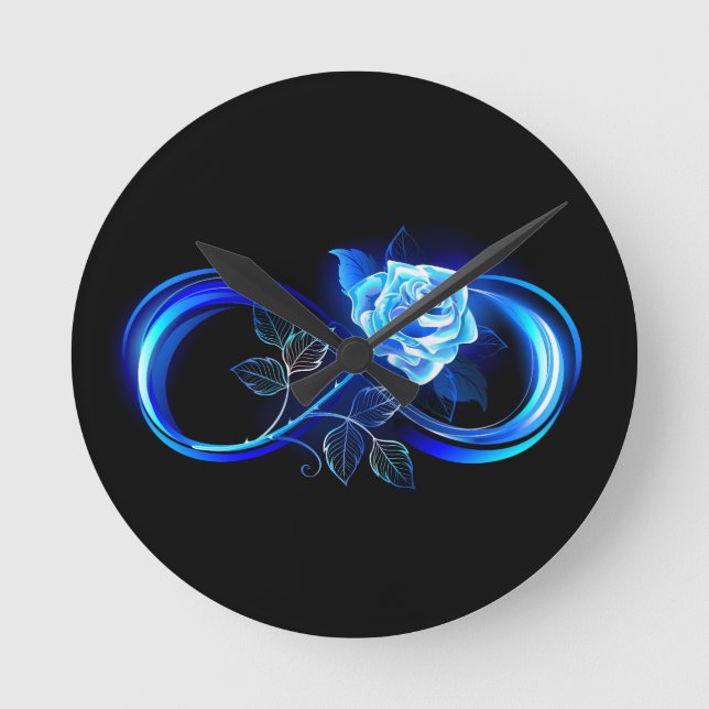 Horloge Ronde Glowing infinity with blue rose (Recto)