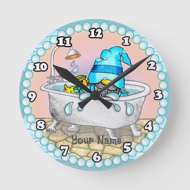 Horloge Ronde Gnome de bain  (Recto)