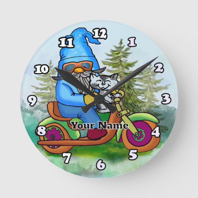 Horloge Ronde Gnome motard (Recto)