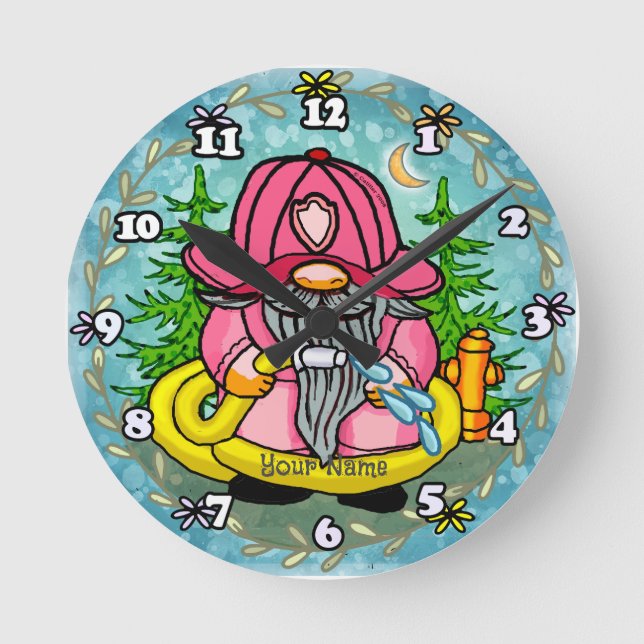 Horloge Ronde Gnome pompier  (Recto)