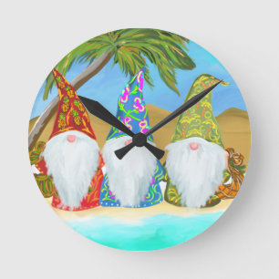 Horloge Ronde gnomes de plage