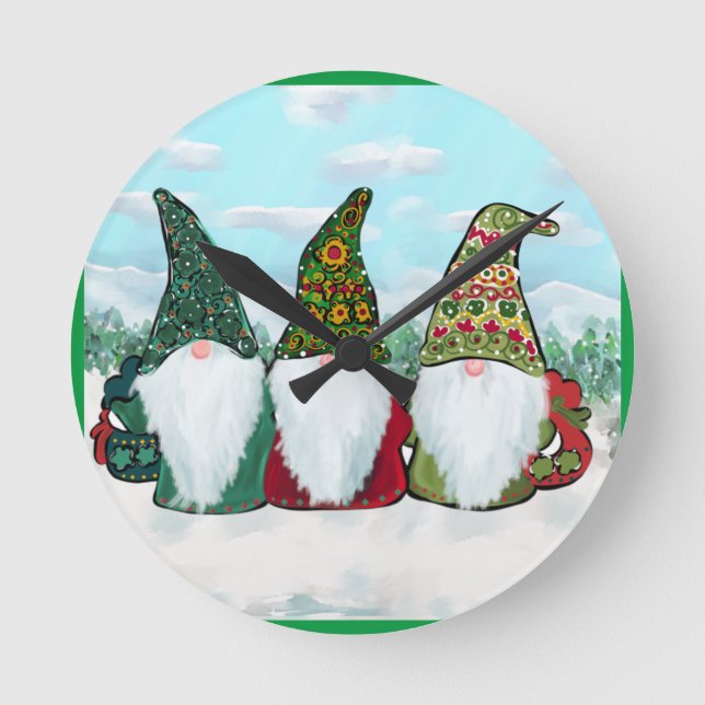 HORLOGE RONDE GNOMES IRLANDAIS (Recto)