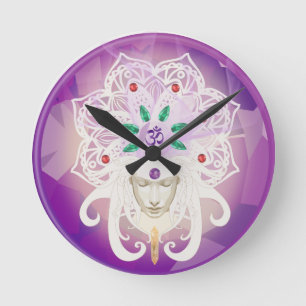 Horloge Ronde Goddess Meditation Wall Clock