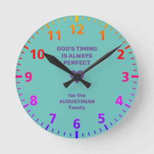 Horloge Ronde GOD'S TIMING ALWAYS PERFECT Personalized aqua