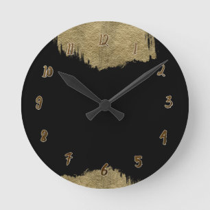 Horloge Ronde Gold & Black Glam Modern Glamour Chic Personalized