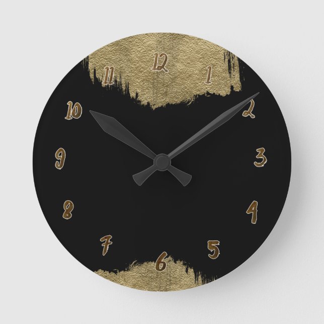 Horloge Ronde Gold & Black Glam Modern Glamour Chic Personalized (Recto)