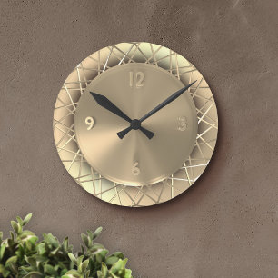 Horloge Ronde Gold Faux métal fil élégant chic moderne unique
