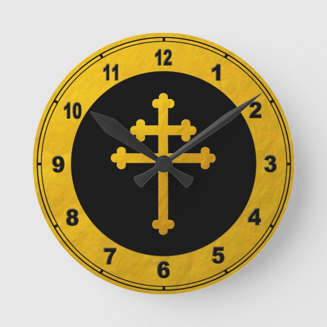 Horloge Ronde Gold Lorraine Cross on Black /golden Christian (Recto)