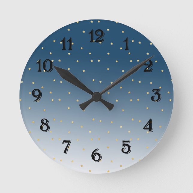 Horloge Ronde Gold Stars Sky Shine Bright Ombre (Recto)