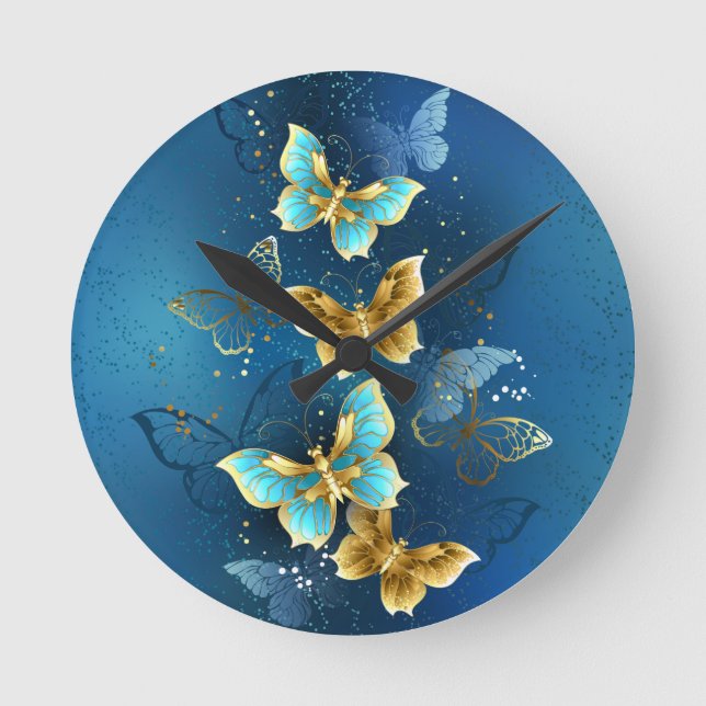 Horloge Ronde Golden butterflies (Recto)