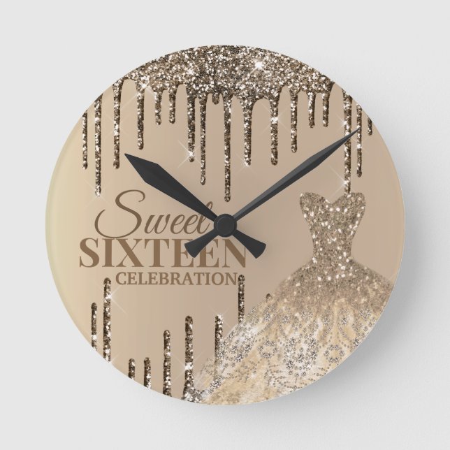 Horloge Ronde Golden Glamor Parties scintillant Étincelle Douce  (Recto)