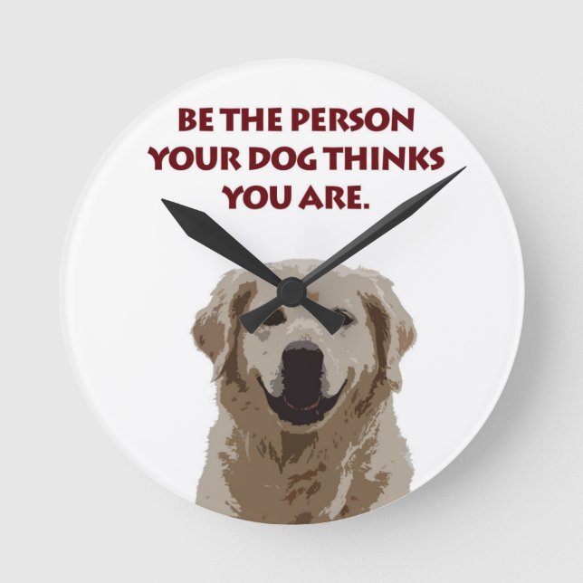 Horloge Ronde Golden Retriever avec une belle citation (Recto)