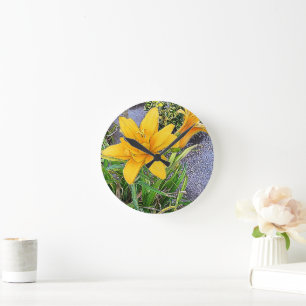 Horloge Ronde Golden Yellow Daylily Flowers Bud Photo Elle Shed