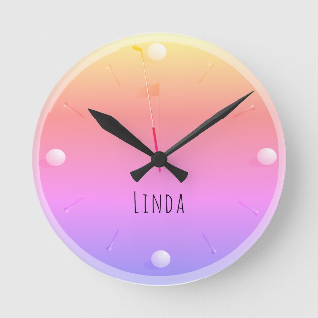 Horloge Ronde Golf Ball Green Neon Pink Athlétisme personnalisé (Recto)