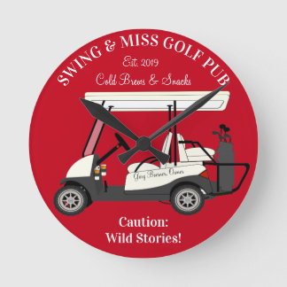Horloge Ronde Golf Pub Golf Panier Bière et collations Histoires