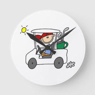 Horloge Ronde Golfeur dans un chariot de golf
