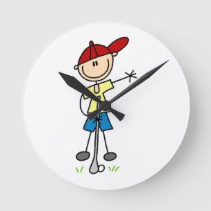 Horloge Ronde Golfeur masculin en bonhomme allumette