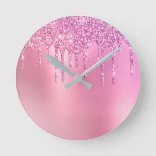 Horloge Ronde Gorgeous pink rose gold & purple glitter drips