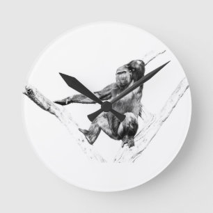 Horloge Ronde Gorille dans l'ombre
