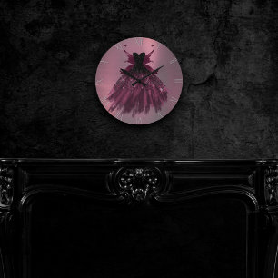 Horloge Ronde Gothique Fairy Fuchsia Gown   Punk Rock rose Magen