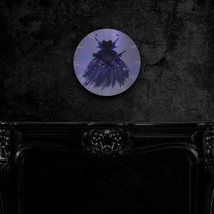 Horloge Ronde Gothique Fairy Indigo Gown   Fleur royale violet p
