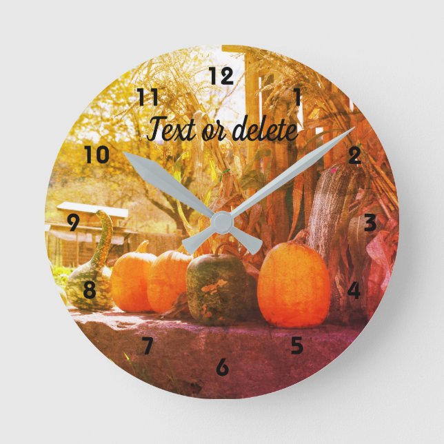 Horloge Ronde Gourds Pumkins Farm Stand Abstract (Recto)