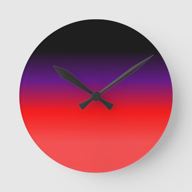 Horloge Ronde Gradient noir, pourpre et rouge (Recto)
