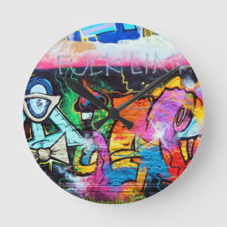 Horloge Ronde graffiti Couleurs Peinture d'art